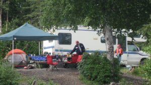 RV family campsite in Alaska