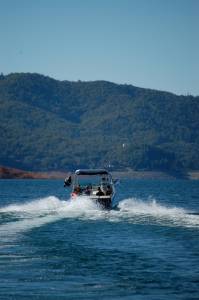 Holiday Harbor speed boat on Shasta Lake