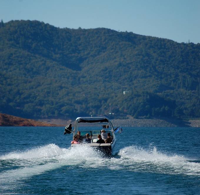 Holiday Harbor speed boat on Shasta Lake
