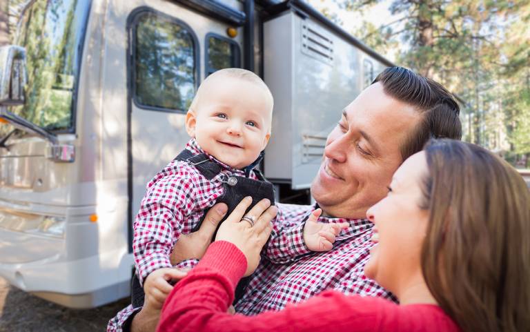 Young Family at RV Campground