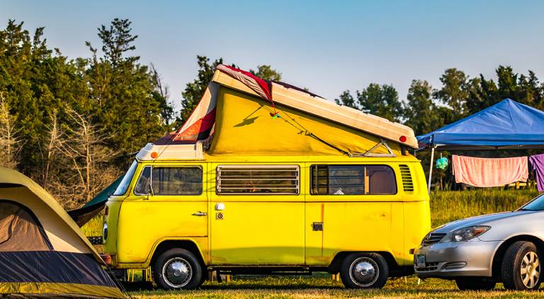 vintage van at rv campground