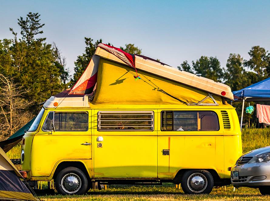 vintage van at rv campground