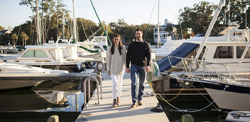 young couple shasta lake marina